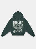The Authentic Club Heavyweight Full-Zip Hoodie in Pine Green — Monaco Social Club streetwear