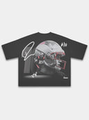 Monaco No. 10 Franchise boxy tee in black, back graphic with football helmet, No. 10 and signature.
