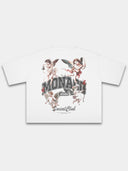 The Renaissance Heavyweight Boxy Tee in White with full-color Renaissance cherub and roses graphic — Monaco Social Club streetwear