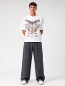 Arctic white Monaco Good Times paneled tee worn by model, front view with eagle and heritage lettering.