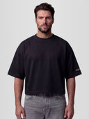 Man model wearing the streetwear, heavyweight tee, boxy tee, minimal tee, blank tee, essentials tee, logo tee, oversized tee, drop shoulder tee, premium basics, Canadian streetwear, Monaco Social Club