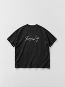 Monaco Social Club Tampa Bay Blur Tee in faded black, front flat lay showing white Hockey Club lettering and an oversized boxy cut.