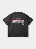 Dark grey Monaco Sponsor oversized tee, front mockup showing the Monaco racing logo and No. 35 graphic.