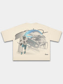Monaco No. 1 Flight heavyweight boxy tee in ivory, back graphic with winged helmet and No. 1.