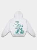 Racer No. 63 Heavyweight Full-Zip Hoodie in Ash Grey with teal racing driver graphic — Monaco Social Club