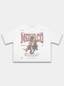 Country Heritage Series Heavyweight Boxy Tee in White with western cowboy horseback graphic — Monaco Social Club streetwear