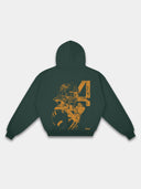 Racer No. 04 Heavyweight Full-Zip Hoodie in Faded Black with papaya-orange racing driver graphic — Monaco Social Club streetwear