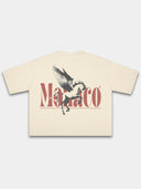 The Pegasus Heavyweight Boxy Tee in Cream with winged horse and red Monaco serif wordmark graphic — Monaco Social Club streetwear