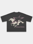The Stallion Heavyweight Boxy Tee with galloping horse and Monaco star graphic — Monaco Social Club streetwear