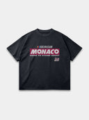 Monaco Sponsor navy blue heavyweight tee, front mockup with Monaco racing logo and No. 35 chest print.
