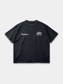 The Open Land Tee in navy blue, front mockup with contrasting Monaco and three-horse chest graphics.