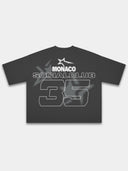 The 35 Jersey Heavyweight Boxy Tee in Black with Monaco Social Club star badge and halftone #35 back graphic — Monaco Social Club streetwear