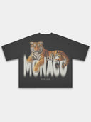 Monaco Tiger black heavyweight boxy tee, back view with tiger and white blurred wordmark.