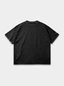 The Foundation Raw Hem Tee in Faded Black with tonal Monaco sleeve logo — Monaco Social Club streetwear